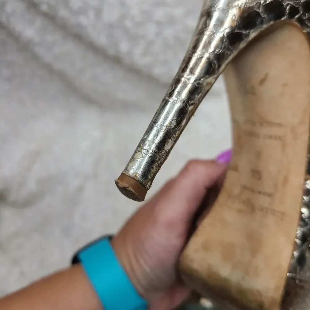 Kate Spade‎ Metallic Gold Slingback Peep-toe Heels sz 9.5